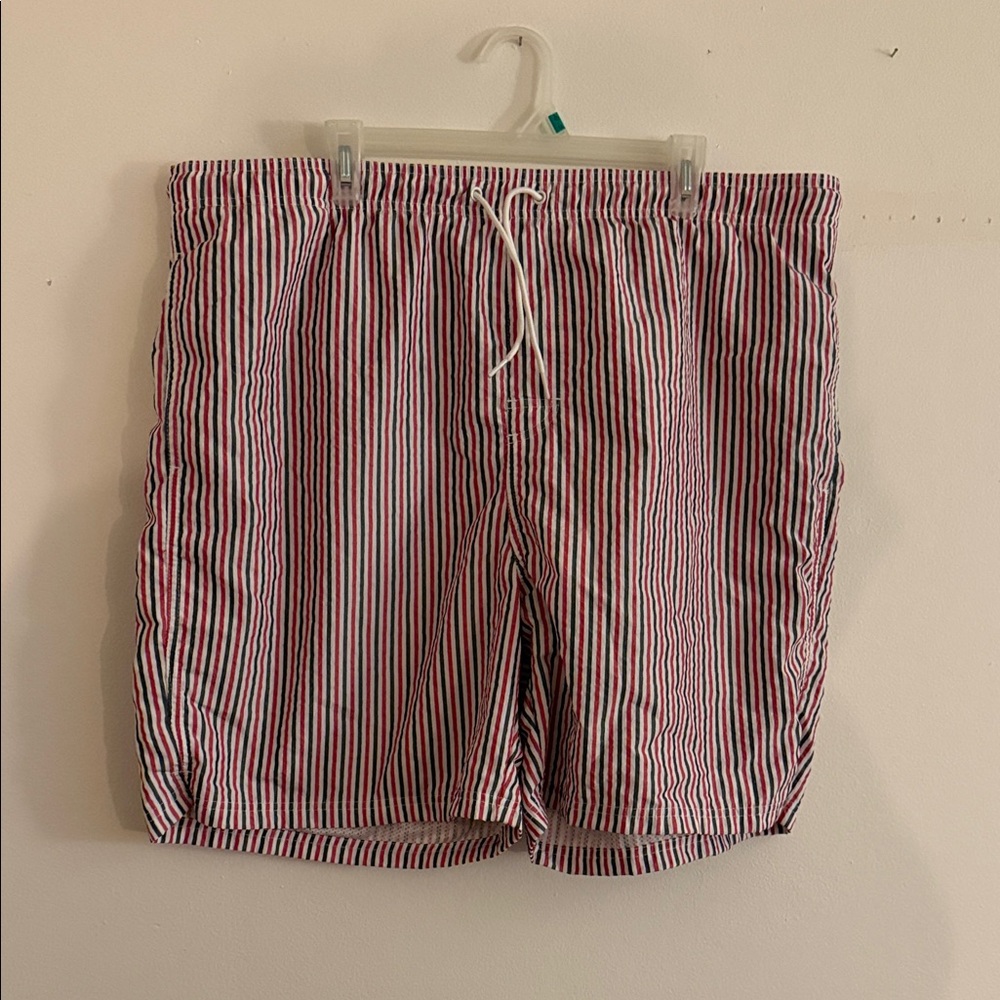 Old Navy Red and Blue Striped Swim Trunks